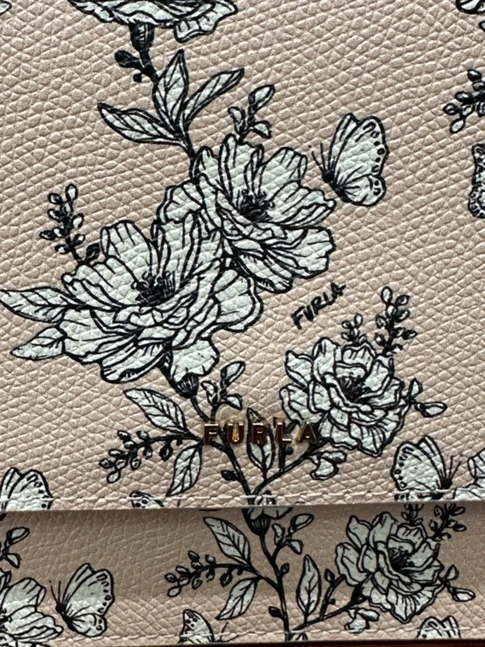 Furla Floral Leather Wallet on Chain / Crossbody Clutch - Picture 6 of 13